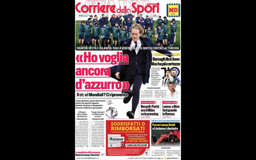 Prima Pagina, Corriere dello Sport: “Mancini resta e rilancia. Bonucci si scusa” Prima Pagina