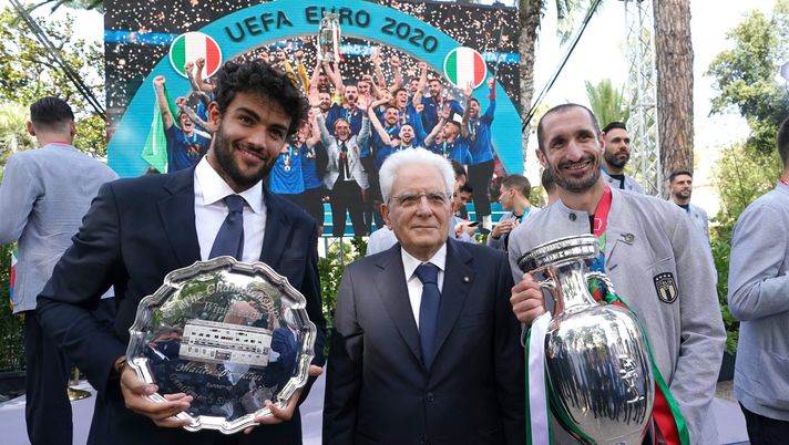 Berrettini e Chiellini con Sergio Mattarella Berrettini e Chiellini con Sergio Mattarella