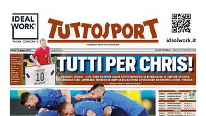 Prima Pagina, Tuttosport: “Boom Italia. Tutti per Chris!” 