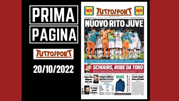 Tuttosport, la prima pagina di oggi, giovedì 20 ottobre 2022
