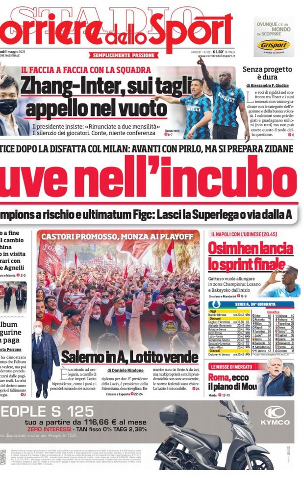 Prima Pagina, Corriere dello Sport: “Juve nell’incubo, si prepara Zidane. Zhang-Inter, sui tagli appello nel vuoto” Prima Pagina, Corriere dello Sport: “Juve nell’incubo, si prepara Zidane. Zhang-Inter, sui tagli appello nel vuoto”