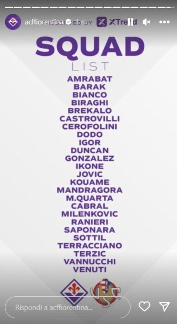 I convocati della Fiorentina: Jack non ce la fa. La decisione su Brekalo e Ikoné- immagine 2