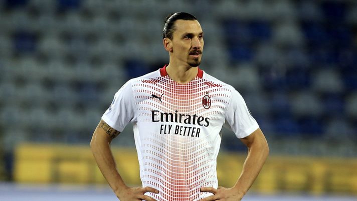 Zlatan Ibrahimovic (attaccante AC Milan), qui durante Cagliari-Milan 0-2 (Serie A 2020-2021) | AC Milan News (Getty Images) 
