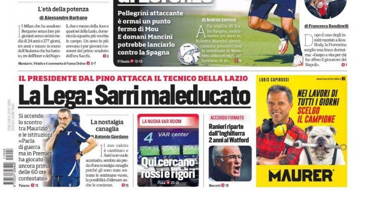 Prima Pagina, Corriere dello Sport: “I giovani padroni. La seconda vita di Lorenzo” - immagine 1