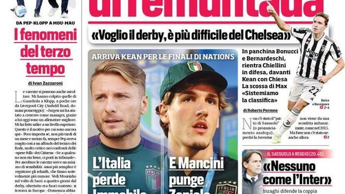 Prima Pagina, Corriere dello Sport: “Allegri, prove di remuntada. L’Italia perde Immobile”  Prima Pagina, Corriere dello Sport: “Allegri, prove di remuntada. L’Italia perde Immobile” - immagine 1