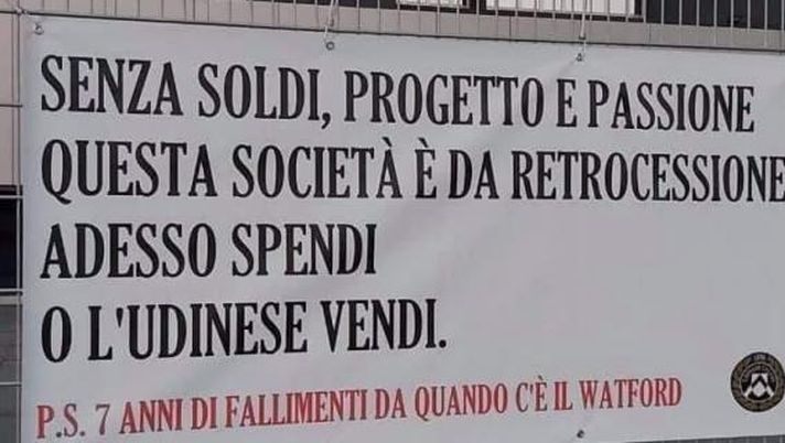Udinese, tifosi contro la proprietà: &#8220;Spendete o vendete, sette anni di fallimenti da quando c&#8217;è il Watford&#8221; 