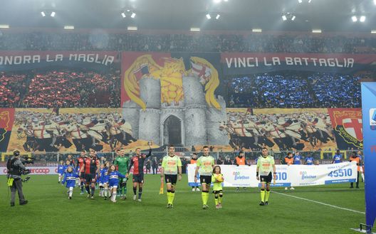 GENOA, ITALY - DECEMBER 14: Choreography for Genoa CFC during the Serie A match between Genoa CFC and UC Sampdoria at Stadio Luigi Ferraris on December 15, 2019 in Genoa, Italy. (Photo by Paolo Rattini/Getty Image GENOA, ITALY - DECEMBER 14: Choreography for Genoa CFC during the Serie A match between Genoa CFC and UC Sampdoria at Stadio Luigi Ferraris on December 15, 2019 in Genoa, Italy. (Photo by Paolo Rattini/Getty Image