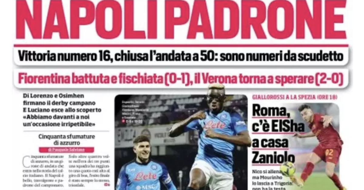 Il Napoli Sui Media Le Prime Pagine Dei Giornali Di Oggi 22 Gennaio