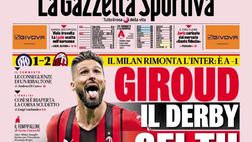 Prima Pagina, La Gazzetta dello Sport: “Giroud, il derby sei tu. Vlahovic a 3 stelle”