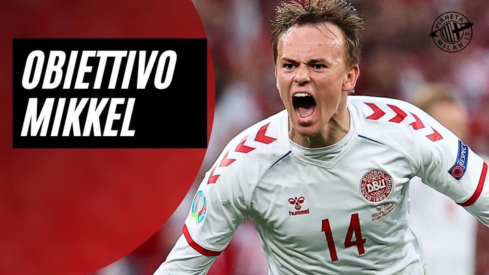 Mikkel Damsgaard con la maglia della Danimarca: è un obiettivo di calciomercato dell'AC Milan (Getty Images) 