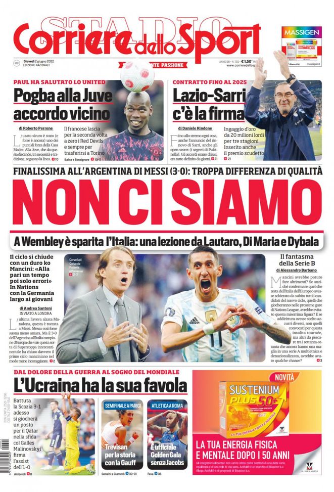 Prima Pagina, Corriere dello Sport: “Non ci siamo. Pogba alla Juve, accordo vicino“ - immagine 1