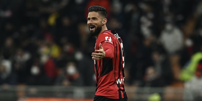 Olivier Giroud AC Milan derby Milan-Inter 0-0 Coppa Italia 2021-2022