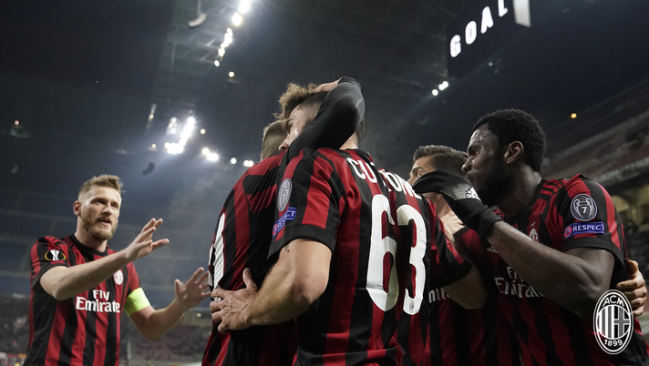 L'esultanza del Milan dopo un gol