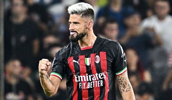 Olivier Giroud (attaccante AC Milan) esulta per il suo gol in Sampdoria-Milan 1-2 (Serie A 2022-2023) | News (Getty Images) Olivier Giroud AC Milan Sampdoria-Milan 1-2 Serie A 2022-2023