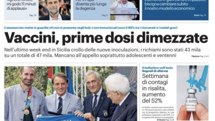 Prima Pagina, Giornale di Sicilia: &#8220;Italia, una festa lunga un giorno&#8221; 