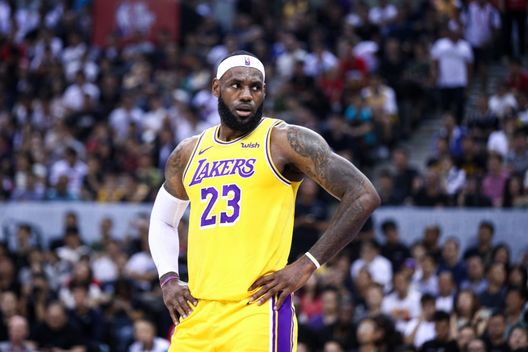 SHENZHEN, CHINA - OCTOBER 12: LeBron James #23 of the Los Angeles Lakers reacts during the match against the Brooklyn Nets during a preseason game as part of 2019 NBA Global Games China at Shenzhen Universiade Center on October 12, 2019 in Shenzhen, Guangdong, China. (Photo by Zhong Zhi/Getty Images) SHENZHEN, CHINA - OCTOBER 12: LeBron James #23 of the Los Angeles Lakers reacts during the match against the Brooklyn Nets during a preseason game as part of 2019 NBA Global Games China at Shenzhen Universiade Center on October 12, 2019 in Shenzhen, Guangdong, China. (Photo by Zhong Zhi/Getty Images)