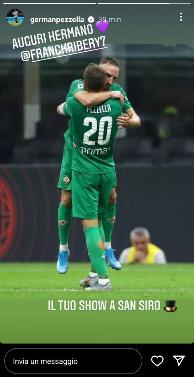 FOTO – Pezzella fa gli auguri a Ribery e ricorda: “Che show a San Siro!”- immagine 2