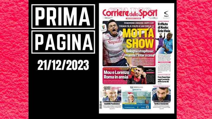 Prima pagina Corriere dello Sport: 'Thiago Motta show'