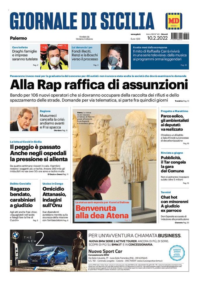 Prima Pagina, Giornale di Sicilia: “Alla Rap raffica di assunzioni” Prima Pagina, Giornale di Sicilia: “Alla Rap raffica di assunzioni” - immagine 1