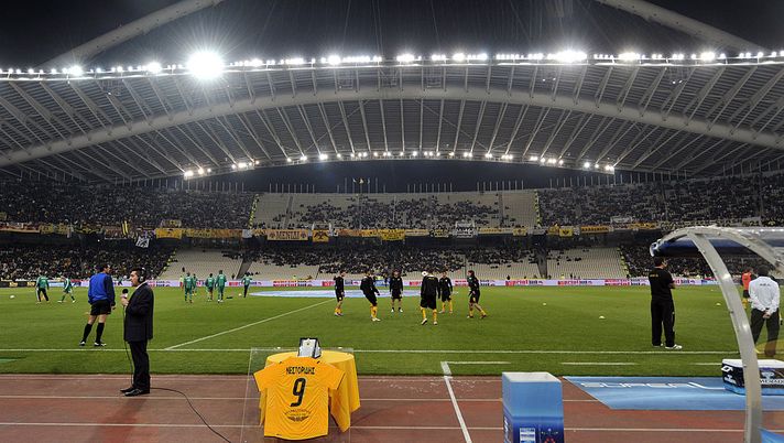 ATHENS, GREECE - OCTOBER 24: A general view of the Olympic Stadium prior to the Greek Super League match between AEK Athens FC and Panathinaikos Athens FC on October 24, 2010. (Photo by Louisa Gouliamaki/EuroFootball/Getty Images) ATHENS, GREECE - OCTOBER 24: A general view of the Olympic Stadium prior to the Greek Super League match between AEK Athens FC and Panathinaikos Athens FC on October 24, 2010. (Photo by Louisa Gouliamaki/EuroFootball/Getty Images)