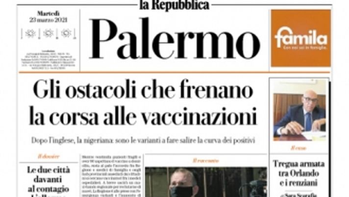 Prima Pagina, La Repubblica Palermo: &#8220;Gli ostacoli che frenano la corsa alle vaccinazioni&#8221; 