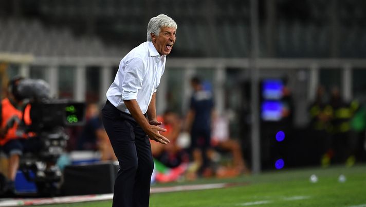 TURIN, ITALY - AUGUST 21:  Atalanta BC head coach Gian Piero Gasperini reacts during the Serie A match between Torino FC and Atalanta BC at Stadio Olimpico di Torino on August 21, 2021 in Turin, Italy.  (Photo by Valerio Pennicino/Getty Images) 
