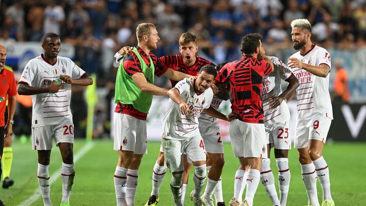 BERGAMO, ITALY - AUGUST 21: Ismail Bennacer of AC Milan celebrates after scoring their side first goal during the Serie A match between Atalanta BC and AC Milan at Gewiss Stadium on August 21, 2022 in Bergamo, . (Photo by Claudio Villa/AC Milan via Getty Images) Il Milan pareggia a Bergamo con una prestazione di livello - immagine 1