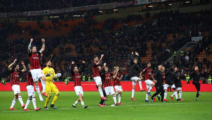 I rossoneri festeggiano in Milan-Sassuolo (credits: GETTY images) 