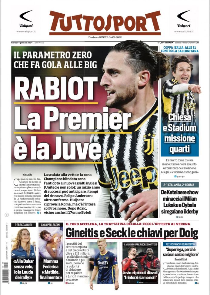 EDICOLA TS – Rabiot, la Premier è la Juve: da parametro zero fa gola alle big EDICOLA TS – Rabiot, la Premier è la Juve: da parametro zero fa gola alle big - immagine 1