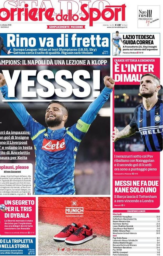 Prima Pagina, Corriere dello Sport: “Yesss! L’Inter di Mau. Rino va di fretta. Un segreto per il tris di Dybala…” Prima Pagina, Corriere dello Sport: “Yesss! L’Inter di Mau. Rino va di fretta. Un segreto per il tris di Dybala…”