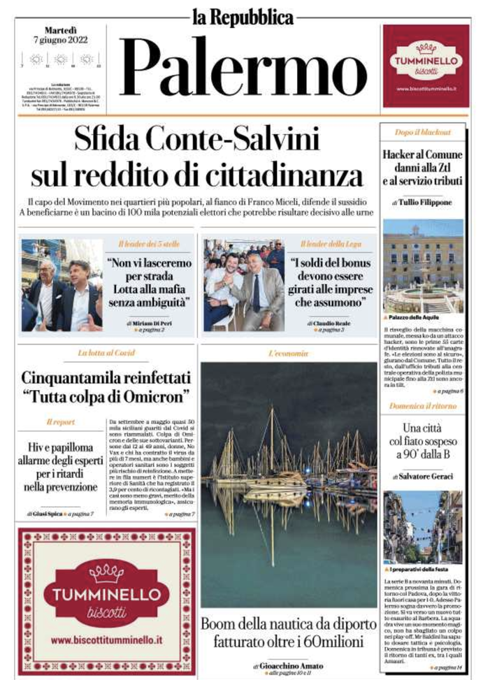 Prima Pagina, La Repubblica-Palermo: “Una città col fiato sospeso a 90′ dalla B”  prima pagina