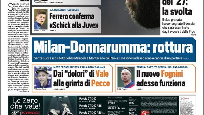 Prima Pagina, Tuttosport: “Higuain scatenato ‘Meritiamo la Champions più di tutti’. Milan-Donnarumma, è rottura” 