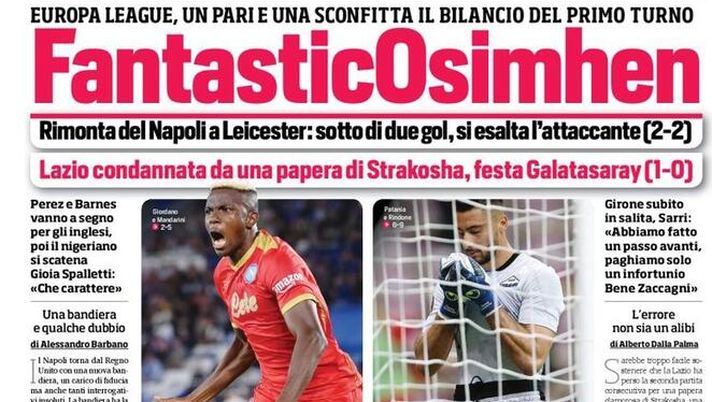Prima Pagina, Corriere dello Sport: “Juve-Milan, Ibra s’arrende” Prima Pagina, Corriere dello Sport: “Juve-Milan, Ibra s’arrende”