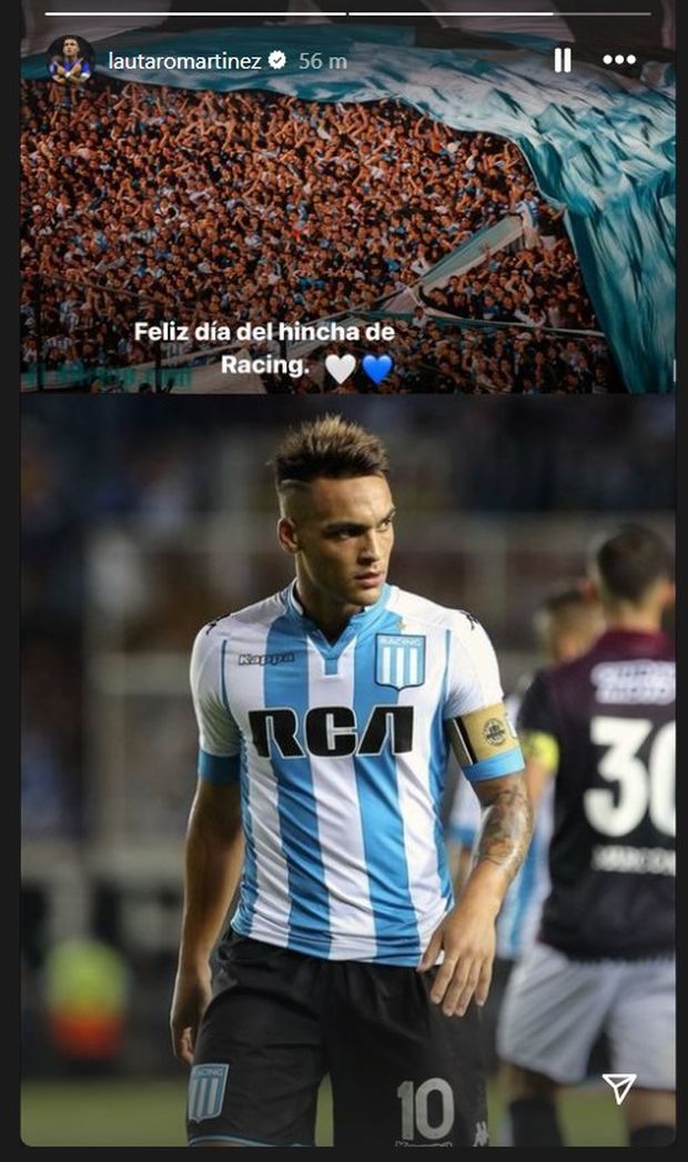 Lautaro Martinez scrive ai tifosi del Racing: “Feliz dia del hincha”- immagine 3