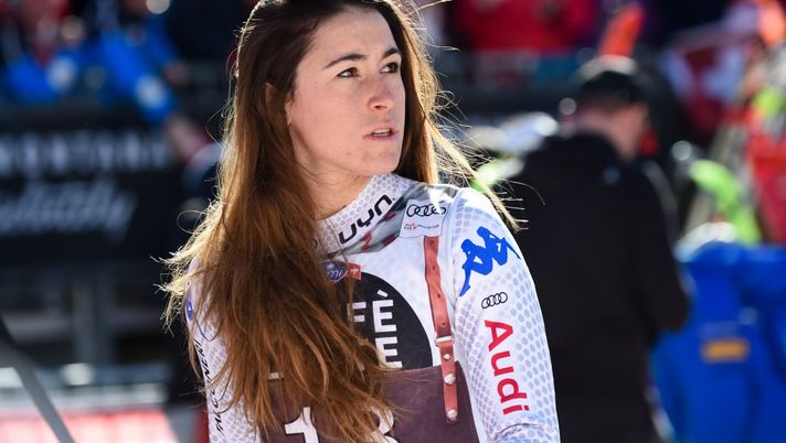 CRANS MONTANA, SWITZERLAND - FEBRUARY 23: Sofia Goggia of Italy takes 1st place during the Audi FIS Alpine Ski World Cup Women's Downhill on February 23, 2019 in Crans Montana Switzerland. (Photo by Michel Cottin/Agence Zoom/Getty Images) 