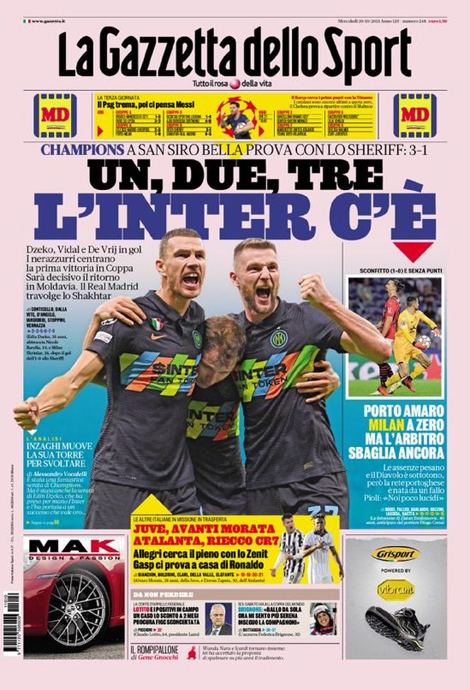 Prima Pagina, La Gazzetta dello Sport: “Un, due, tre l’Inter c’è. Milan a zero” Prima Pagina, La Gazzetta dello Sport: “Un, due, tre l’Inter c’è. Milan a zero” - immagine 1