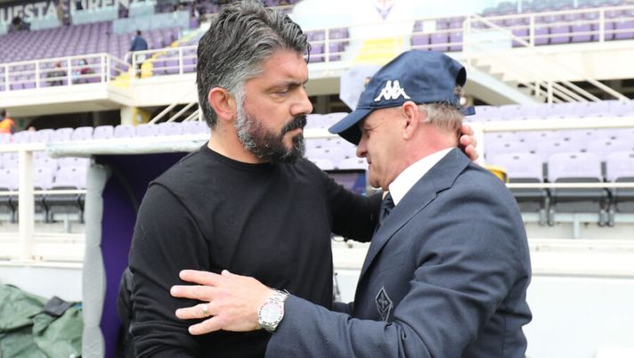 FLORENCE, ITALY - MAY 16: Giuseppe Iachini manager of ACF Fiorentina and Gennaro Gasttuso manager of SSC Napoli during the Serie A match between ACF Fiorentina and SSC Napoli at Stadio Artemio Franchi on May 16, 2021 in Florence, Italy. (Photo by Gabriele Maltinti/Getty Images) Gattuso-Fiorentina, i dettagli: quanto guadagna. Niente accordo con la Lazio perché… - immagine 1