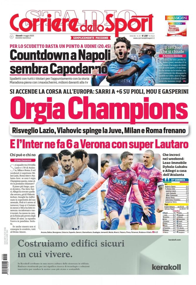 EDICOLA CDS / L’Inter ne fa 6 con un super Lautaro. Orgia Champions - immagine 1