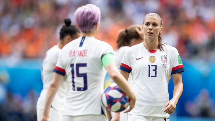 LYON, FRANCE - JULY 07: Alex Morgan of the USA looks on during the 2019 FIFA Women's World Cup France Final match between The United State of America and The Netherlands at Stade de Lyon on July 07, 2019 in Lyon, France. (Photo by Maja Hitij/Getty Images) 