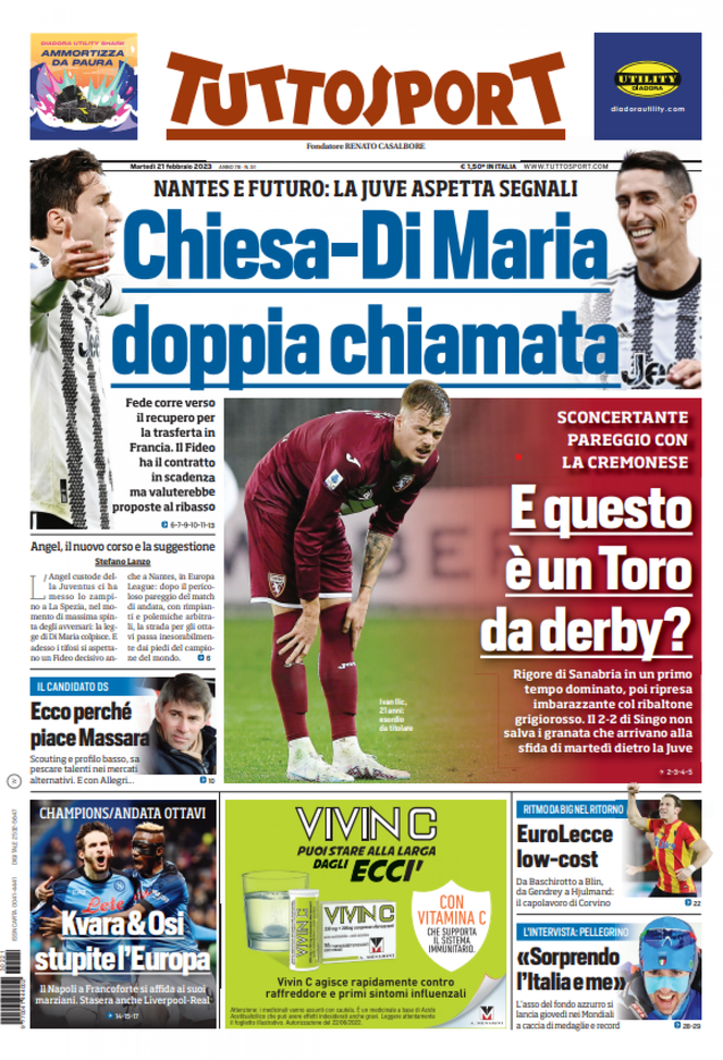 EDICOLA TS – Chiesa-Di Maria, doppia fermata: la Juve aspetta segnali EDICOLA TS – Chiesa-Di Maria, doppia fermata: la Juve aspetta segnali - immagine 1