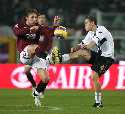  TURIN, ITALY - FEBRUARY 23: Paolo Zanetti of Torino and Stefano Morrone of Parma during the Serie A match between Torino and Parma at the Stadio Olimpico on February 23, 2008 in Turin, Italy. (Photo by New Press/Getty Images) 