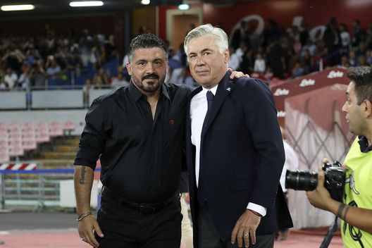 (Photo by Francesco Pecoraro/Getty Images) ancelotti gattuso napoli