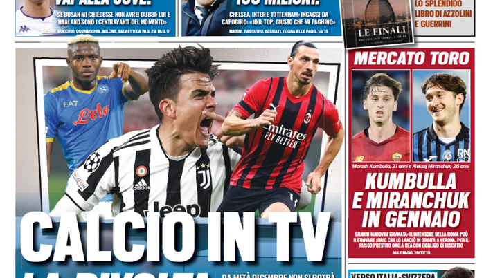 Prima Pagina, Tuttosport: “Calcio in tv, la rivolta dei tifosi” - immagine 1