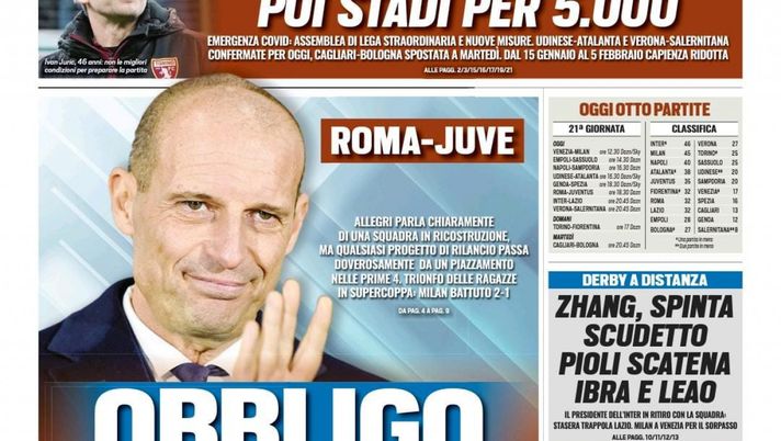 Prima Pagina, Tuttosport: “Obbligo di Champions. Zhang, spinta scudetto. Pioli…” Prima Pagina, Tuttosport: “Obbligo di Champions. Zhang, spinta scudetto. Pioli…” - immagine 1