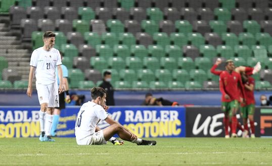  LJUBLJANA, SLOVENIA - MAY 31: Luca Ranieri of Italy looks dejected during the 2021 UEFA European Under-21 Championship Quarter-finals match between Portugal and Italy at Stadion Stozice on May 31, 2021 in Ljubljana, Slovenia. (Photo by Jurij Kodrun/Getty Images) 