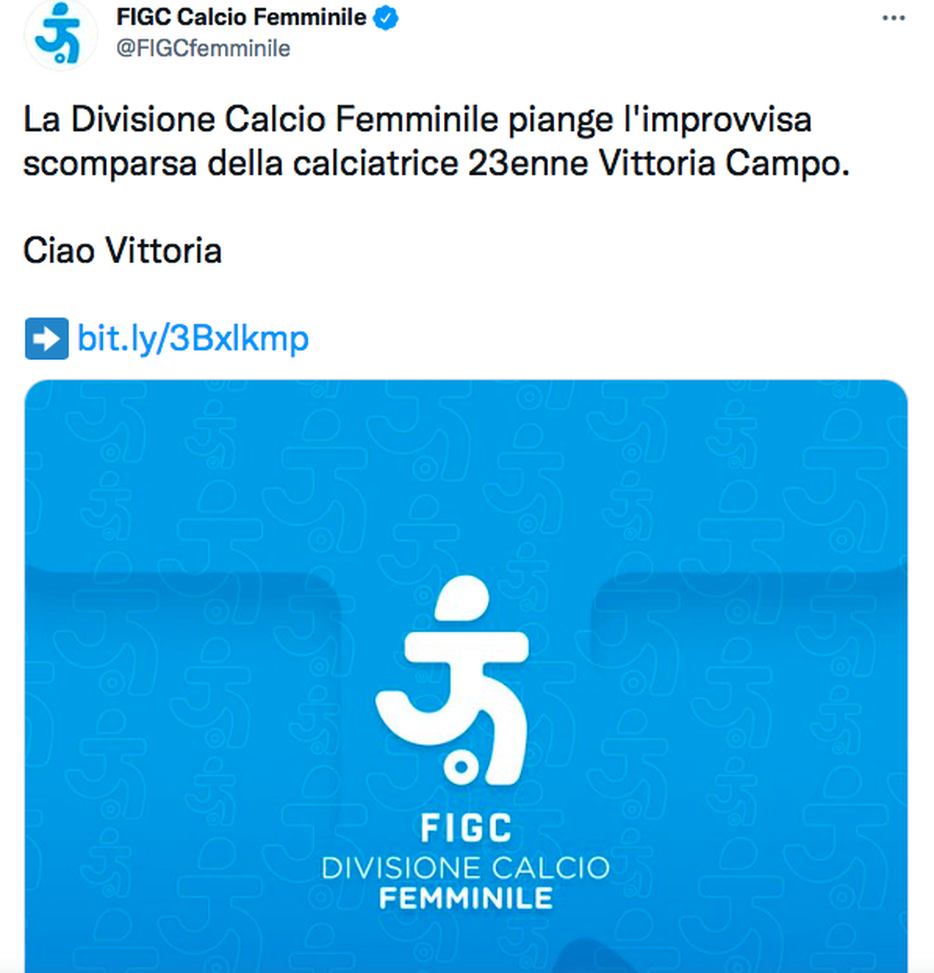 Scomparsa Vittoria Campo: il cordoglio della FIGC per l’ex calciatrice del Palermo- immagine 2