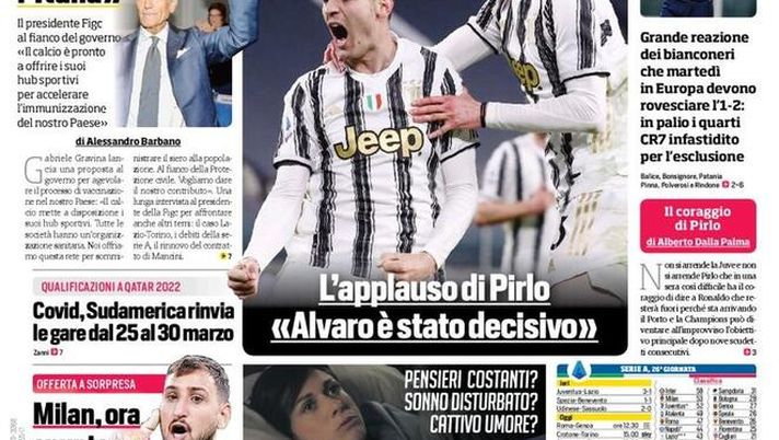 Il Corriere dello Sport, la prima pagina di oggi, domenica 7 marzo 2021 
