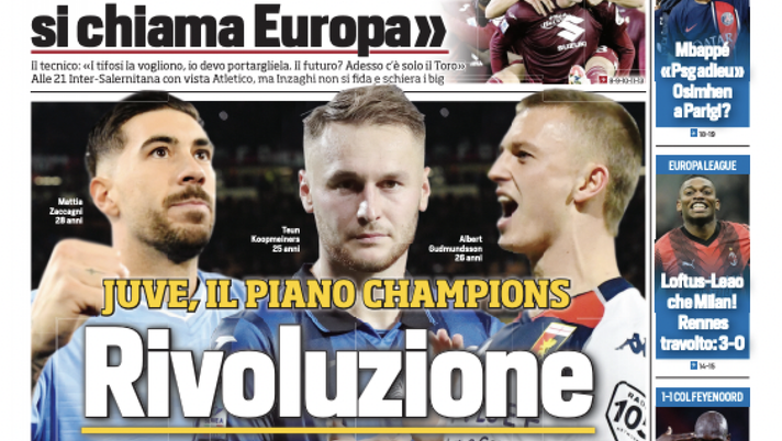 EDICOLA TS / Juve, il piano Champions. Loftus-Leao, che Milan! - immagine 1