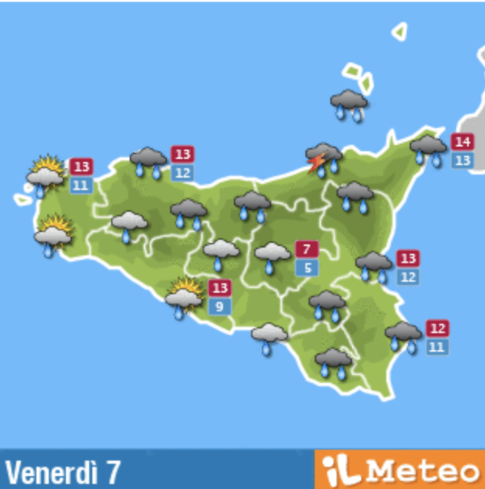 Meteo, Palermo: cielo coperto e piogge deboli: le previsioni di venerdì 7 gennaio meteo