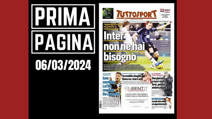 Prima Pagina Tuttosport mercoledì 6 marzo
